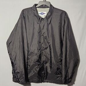 LAL Coach Jacket Mens 3XL Black Snap Front Lined Windbreaker Jacket 8975069